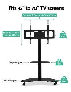 Artiss Floor TV Stand Bracket Mount in Black