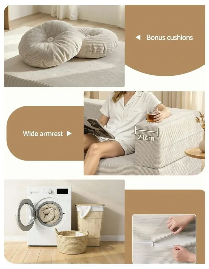 Artiss Folding Sofa Bed in Beige