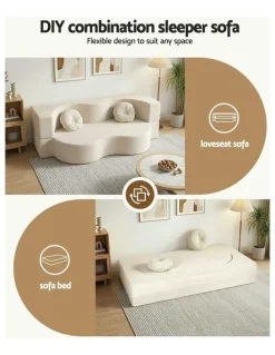 Artiss Folding Sofa Bed in Beige