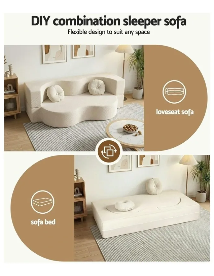Artiss Folding Sofa Bed in Beige