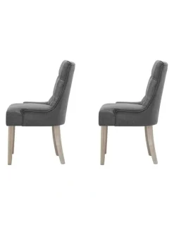 Artiss French Provincial Wooden Fabric Dining Chair in Grey