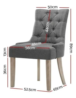 Artiss French Provincial Wooden Fabric Dining Chair in Grey