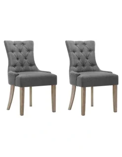 Artiss French Provincial Wooden Fabric Dining Chair in Grey