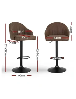 Artiss Kitchen Swivel Gas lift Counter Bar Stools X2 in Brown