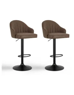 Artiss Kitchen Swivel Gas lift Counter Bar Stools X2 in Brown