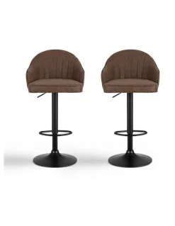 Artiss Kitchen Swivel Gas lift Counter Bar Stools X2 in Brown
