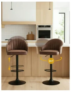 Artiss Kitchen Swivel Gas lift Counter Bar Stools X2 in Brown