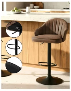 Artiss Kitchen Swivel Gas lift Counter Bar Stools X2 in Brown
