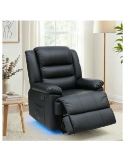 Artiss Leather Reclining Sofa in Black