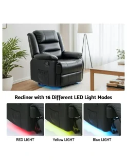 Artiss Leather Reclining Sofa in Black