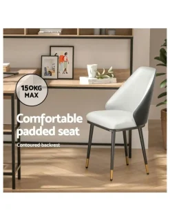 Artiss Leather Seat Dining Chairs Set of 4 in Beige/Black