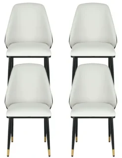 Artiss Leather Seat Dining Chairs Set of 4 in Beige/Black