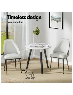 Artiss Leather Seat Dining Chairs Set of 4 in Beige/Black