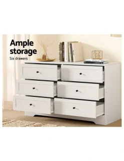 Artiss LEIF Chest of 6 Drawers in White