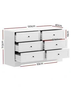 Artiss LEIF Chest of 6 Drawers in White