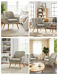 Artiss Linen Fabric Anne Armchair in Beige