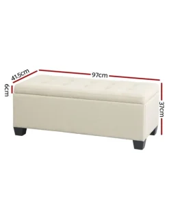 Artiss Linen Storage Blanket Box Ottoman 97cm in Beige
