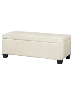 Artiss Linen Storage Blanket Box Ottoman 97cm in Beige