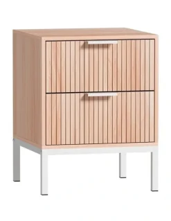 Artiss Lura Bedside Table 2 Drawers in Pine