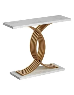 Artiss Marble Effect Console Table in White/Gold