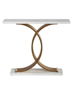 Artiss Marble Effect Console Table in White/Gold