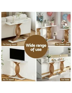 Artiss Marble Effect Console Table in White/Gold