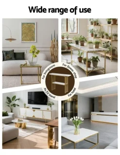 Artiss Marble Effect Console Table in White and Gold
