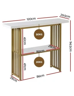Artiss Marble Effect Console Table in White and Gold