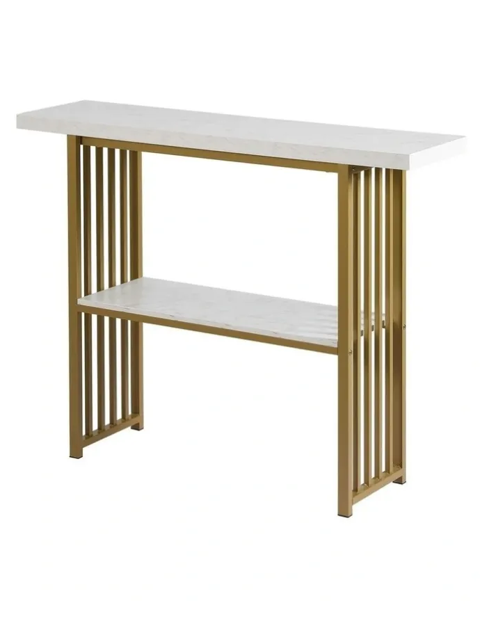Artiss Marble Effect Console Table in White and Gold