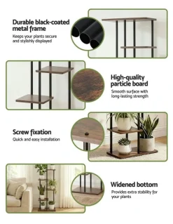 Artiss Metal Flower Pots Shelf Plant Stand 8 Tiers in Black