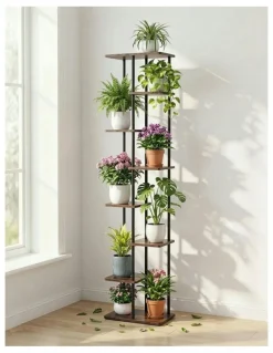 Artiss Metal Flower Pots Shelf Plant Stand 8 Tiers in Black