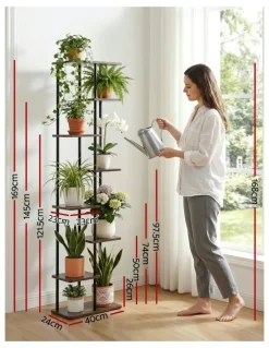 Artiss Metal Flower Pots Shelf Plant Stand 8 Tiers in Black