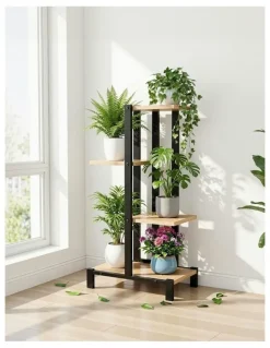 Artiss Metal Flower Pots Shelf Plant Stand 4 Tiers in Black