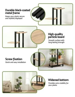 Artiss Metal Flower Pots Shelf Plant Stand 4 Tiers in Black