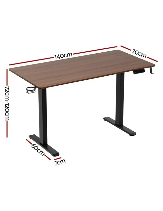 Artiss Motorised Dual Motor Electric Standing Desk 140cm in Walnut