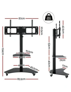 Artiss Mount Bracket Universal Adjustable Height with Wheels TV Stand 40-100 in Black