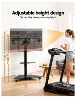 Artiss Mount Bracket Universal Adjustable Height with Wheels TV Stand 40-100 in Black