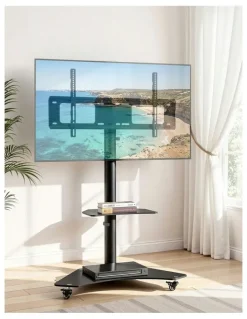 Artiss Mount Bracket Universal Adjustable Height with Wheels TV Stand 40-100 in Black