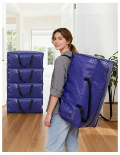Artiss Moving Bags Heavy Duty Waterproof Backpack Straps Large Storage Totes 5 Pack in Blue