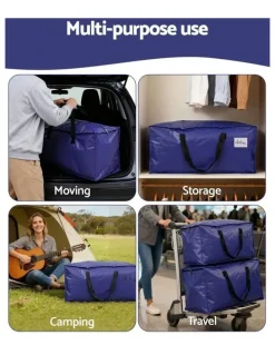 Artiss Moving Bags Heavy Duty Waterproof Backpack Straps Large Storage Totes 5 Pack in Blue