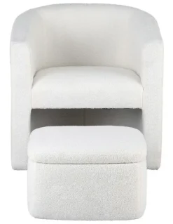 Artiss Ottoman Lounge Footrest Storage Boucle Armchair Accent Chair in White