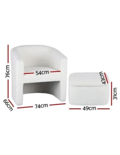 Artiss Ottoman Lounge Footrest Storage Boucle Armchair Accent Chair in White