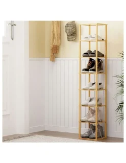 Artiss 8 Pair Shoe Stackable Rack Pine