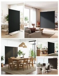 Artiss Room Divider Screen 175x180cm in Fabric Black