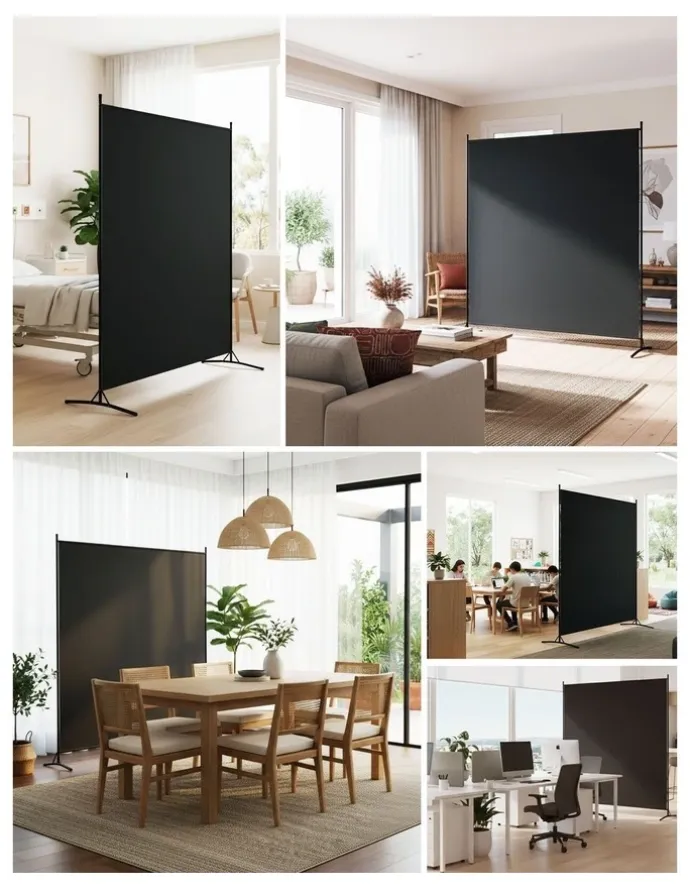 Artiss Room Divider Screen 175x180cm in Fabric Black