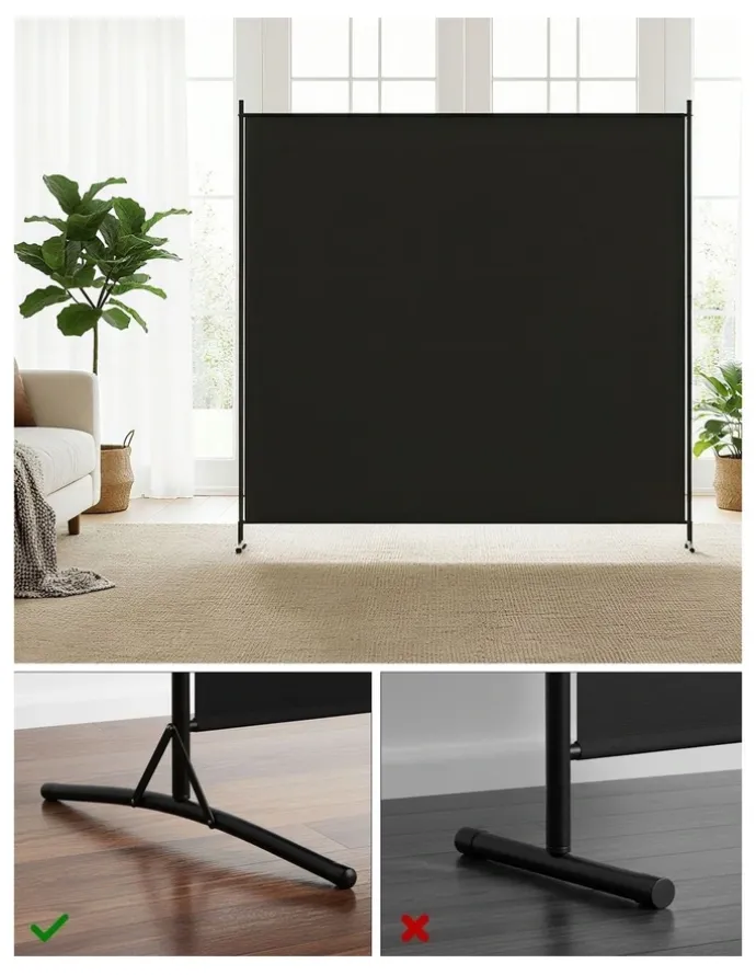 Artiss Room Divider Screen 175x180cm in Fabric Black