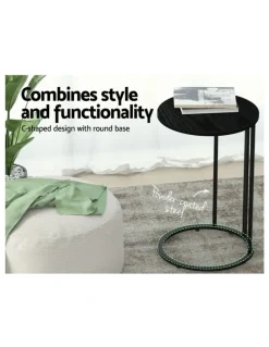 Artiss Round Side Table 40cm in Black