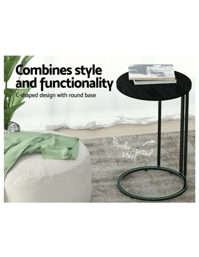 Artiss Round Side Table 40cm in Black