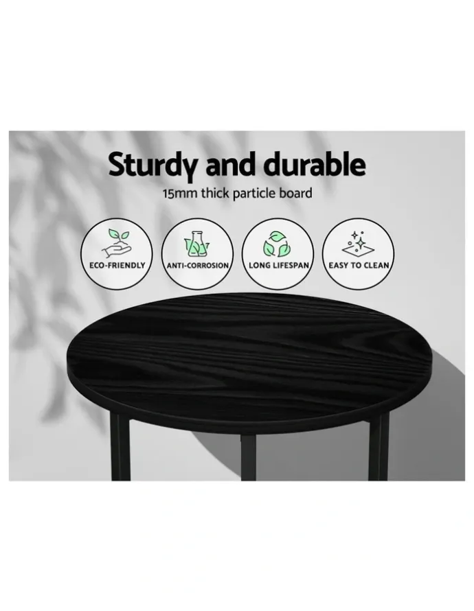Artiss Round Side Table 40cm in Black