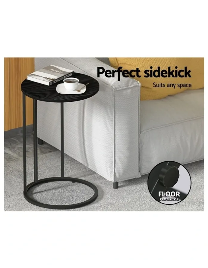 Artiss Round Side Table 40cm in Black